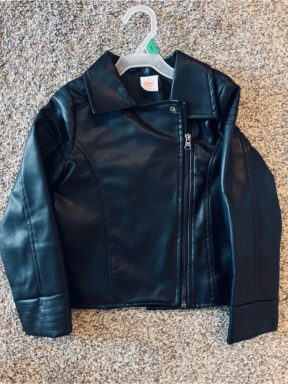 Toddler girls black faux leather moto jacket